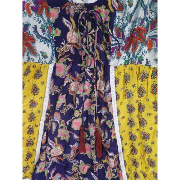 Anthropologie Women's Sz S Purple Patchwork Trapeze Paisley Floral Liika Dress - Picture 5 of 13